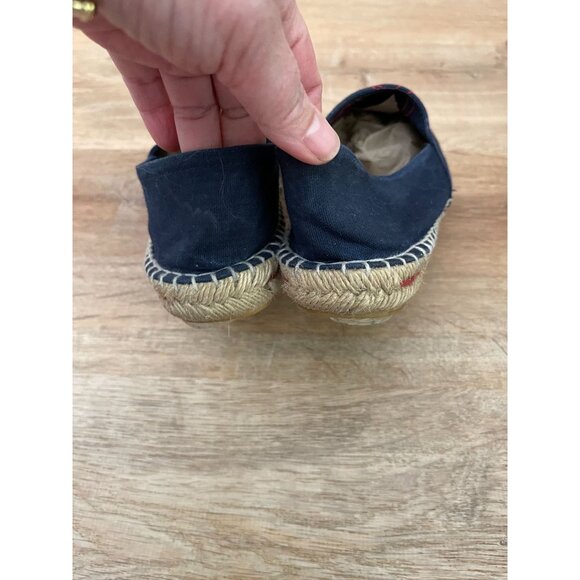 Carolina Herrera Women's Espadrilles Size 40 Canvas & Jute Navy Red - Picture 3 of 7